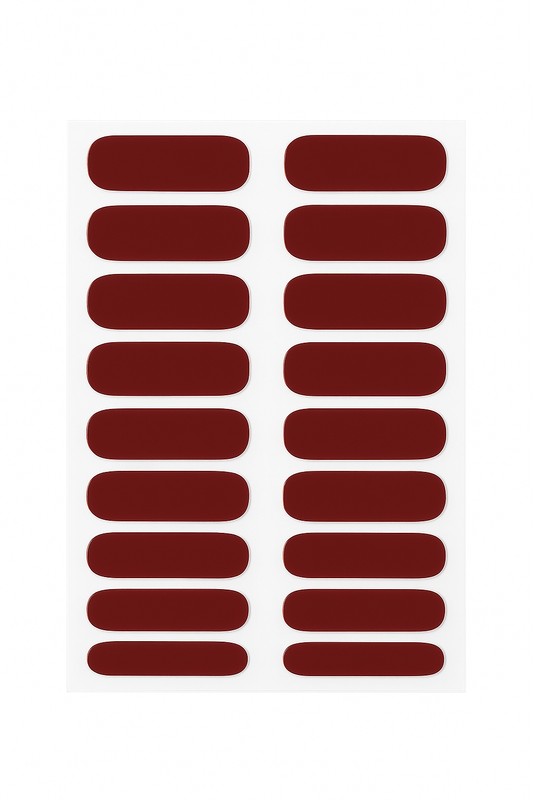Sheet of burgundy semi-cured gel nail wraps by Stellia Beauty