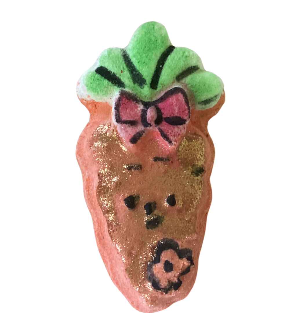 Carly Carrot Bath Bomb in Citrus Oil, Hand Painted, Made with Shea Butter