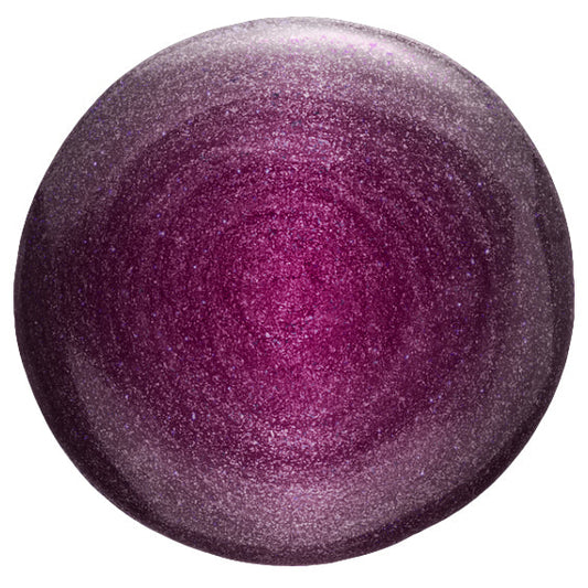 Purple glittery gel nail polish swatch Goddess on a white background by Stellia Beauty