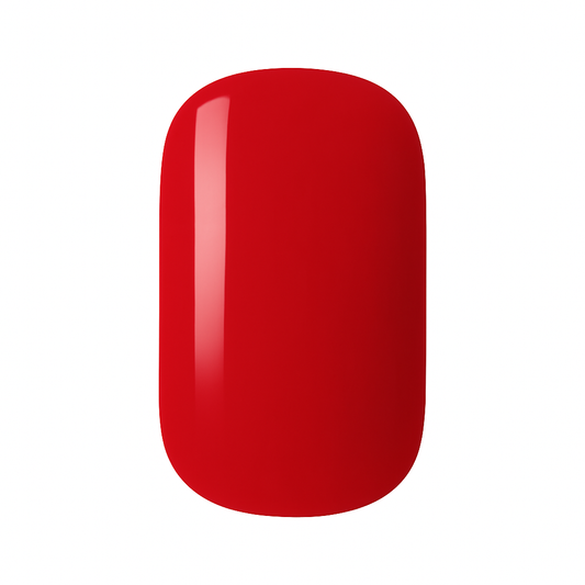 Single Red Semi-Cured Gel Nail Wrap on a white background by Stellia Beauty