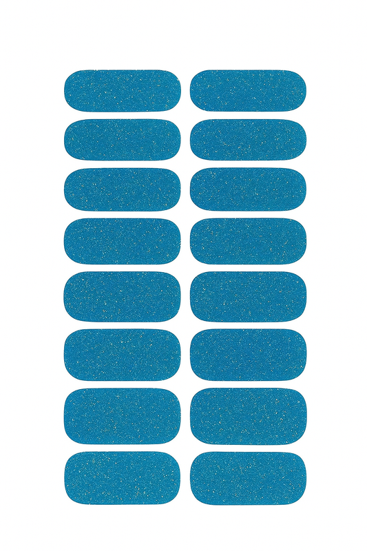 Sheet of teal glitter nail wraps by Stellia Beauty