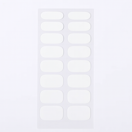 Sheet of white gel nail wraps on a white background
