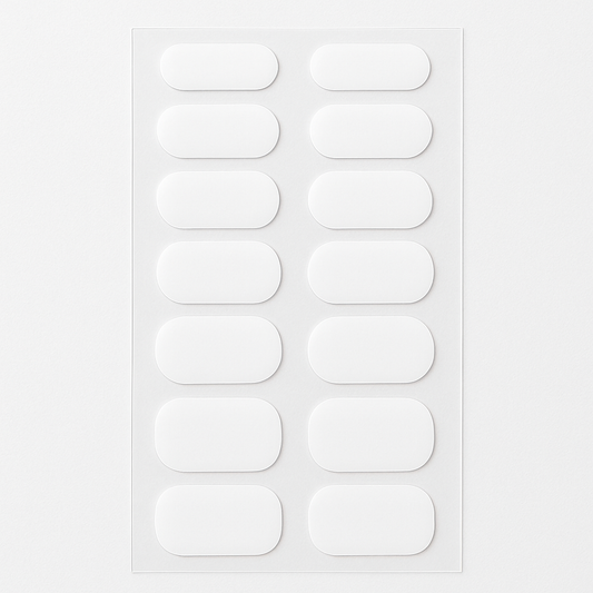 Sheet of White Semi Cured Gel Nail Wraps on a white background by Stellia Beauty
