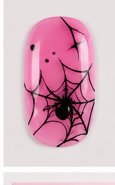 Single pink Halloween fully cured gel nail wrap by Stellia Beauty