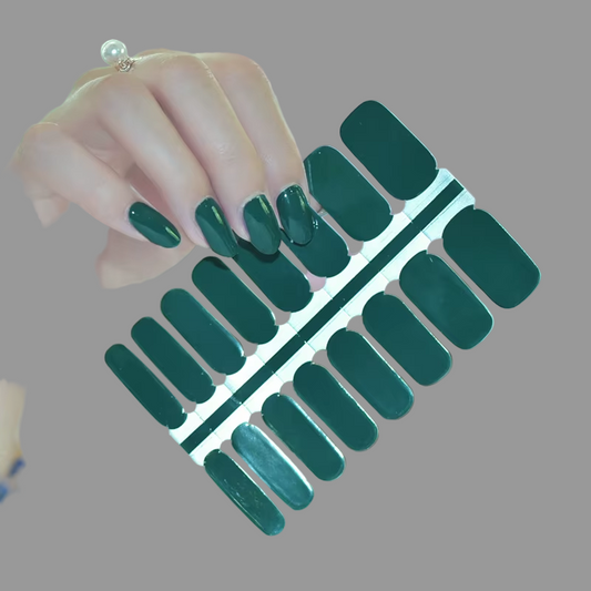Sheet of Emerald Green glossy nail wraps by Stellia Beauty