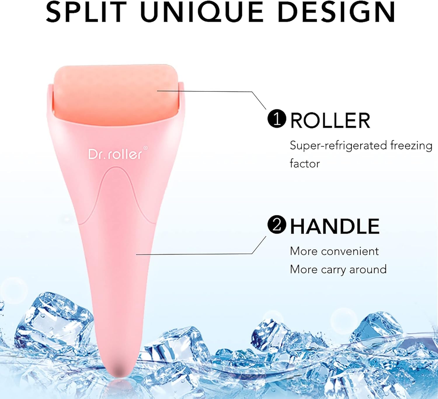 Ice Roller for Face and Eyes Silicone Massager, Ice Face Roller, Face Ice Rollers for Women Skin Care Tool for Reduce Puffiness Migraine Pain Relief and Minor Injury (Pink)