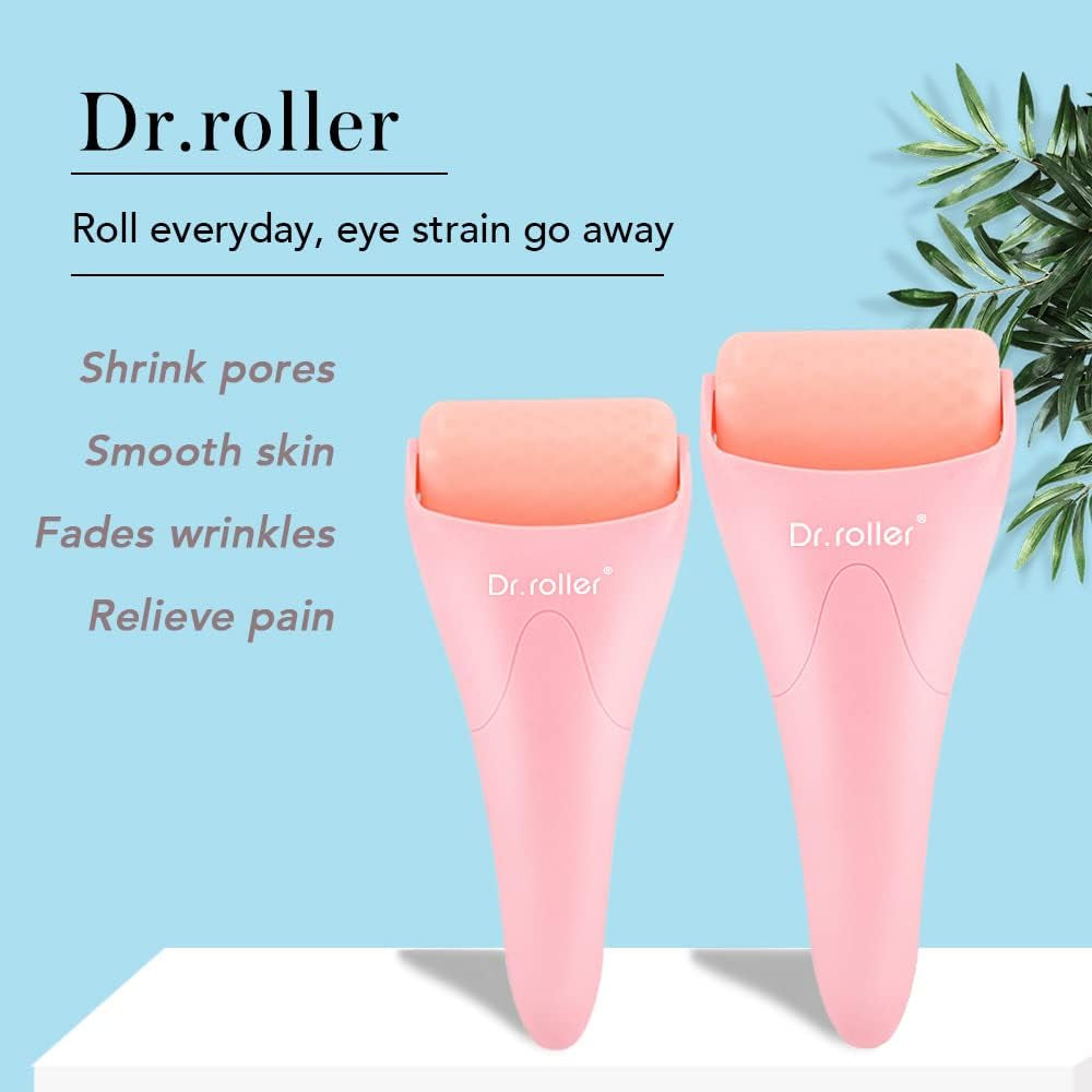 Ice Roller for Face and Eyes Silicone Massager, Ice Face Roller, Face Ice Rollers for Women Skin Care Tool for Reduce Puffiness Migraine Pain Relief and Minor Injury (Pink)