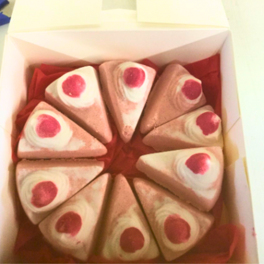 Strawberry Cake Slice Bath Bomb made with Whipped Shea Butter