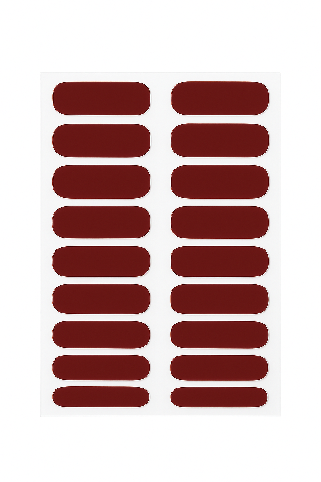 Sheet of burgundy semi-cured gel nail wraps by Stellia Beauty