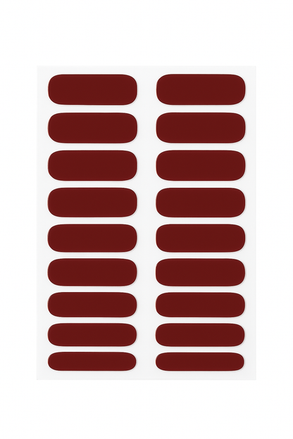 Sheet of burgundy semi-cured gel nail wraps by Stellia Beauty