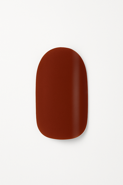Close-up of a coffee brown semi-cured gel nail wrap by Stellia Beauty