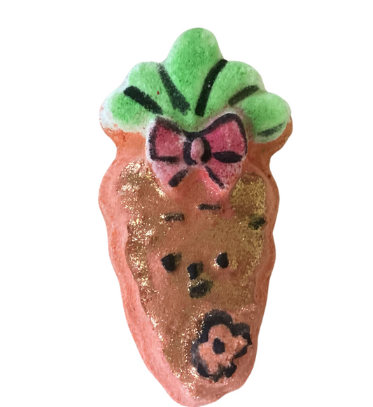 Carly Carrot Bath Bomb in Citrus Oil, Hand Painted, Made with Shea Butter