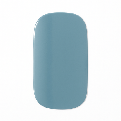 Close-up of a grey-blue semi-cured gel nail wrap by Stellia Beauty