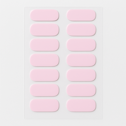 Sheet of Light Pink Semi-Cured Gel Nail Wraps on a white background by Stellia Beauty