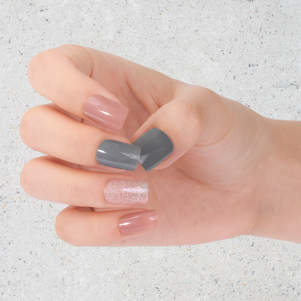 Elegant Neutrals Nail Wraps – Soft Pinks, Greys & Glitter with Free Delivery