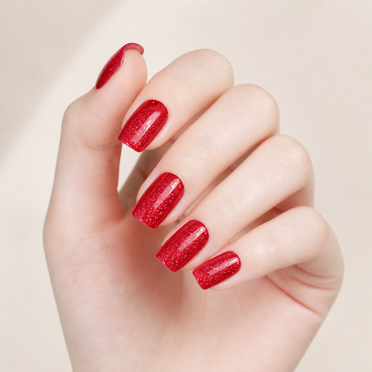 Ruby Sparkle Semi-Cured Gel Nail Wraps by Stellia Beauty