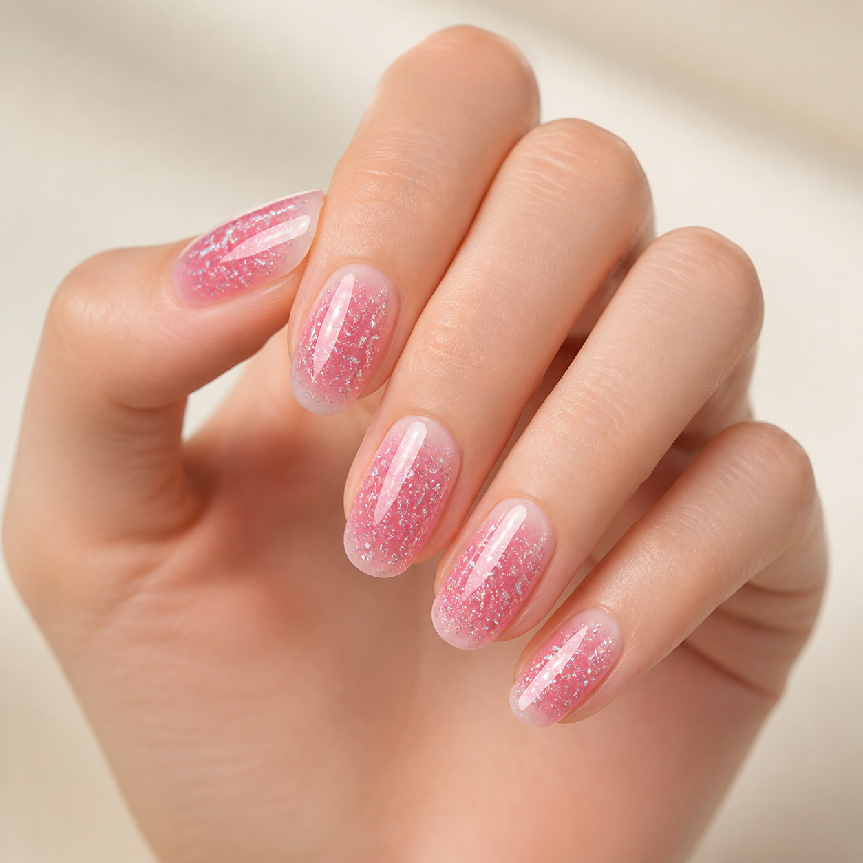 Pink Confetti Glow Semi-Cured Gel Nail Wraps by Stellia Beauty
