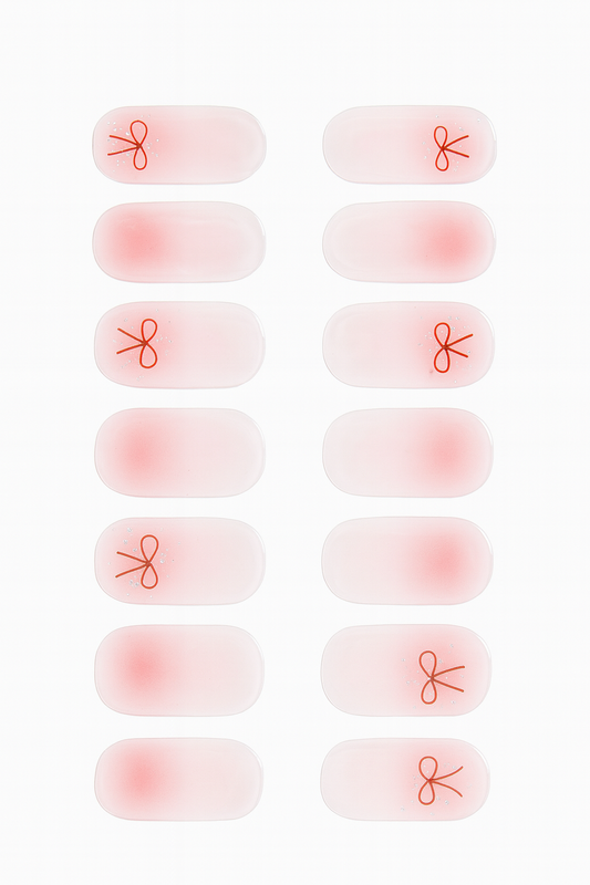 Pink bow gel nail wrap set – Stellia Beauty
