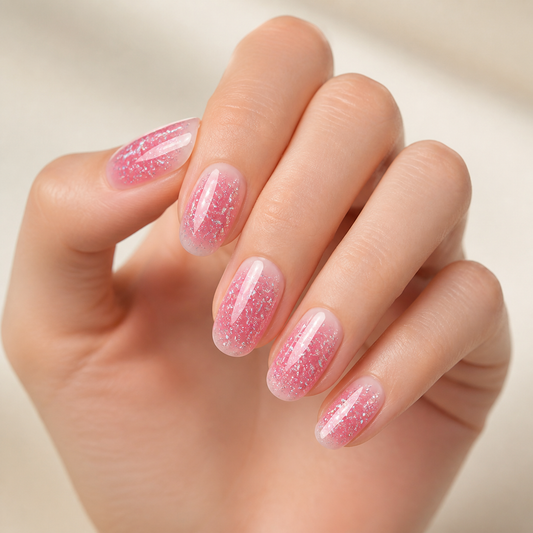 Pink Confetti Glow Semi-Cured Gel Nail Wraps by Stellia Beauty