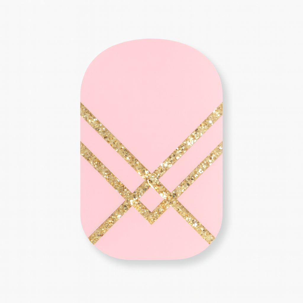 Pink square with gold geometric pattern on a white background | Stellia Beauty