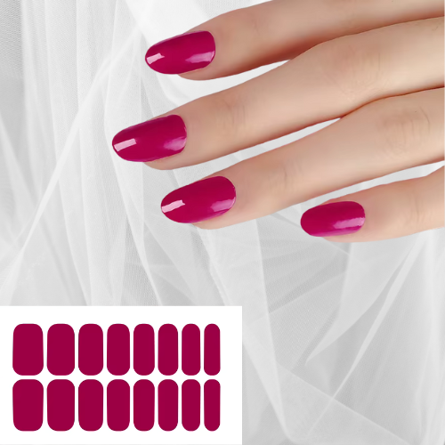 Raspberry pink nail wrap set by Stellia Beauty