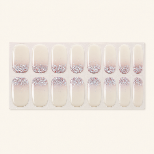 Exact product sheet showing the Silver Veil Semi-Cured Gel Nail Wraps nail wrap design by Stellia Beauty