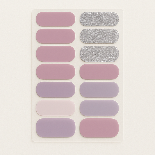 Taupe and silver glitter nail wrap set – Stellia Beauty