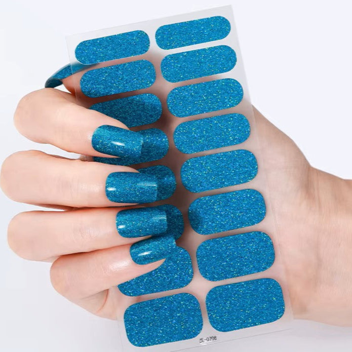 Teal green / blue glitter nail wraps, waterproof and shiny nail wraps, perfect for stylish, durable manicures