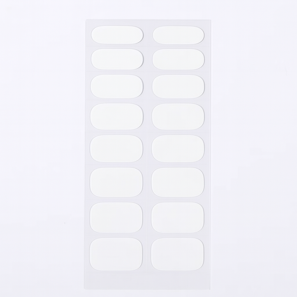 Sheet of white gel nail wraps on a white background