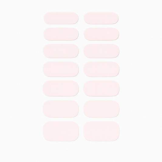 Set of white shimmer nail wraps on a light background by Stellia Beauty