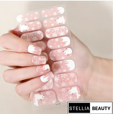 Winter Wonderland Christmas nail wraps with snowflakes and Santa faces – Stellia Beauty