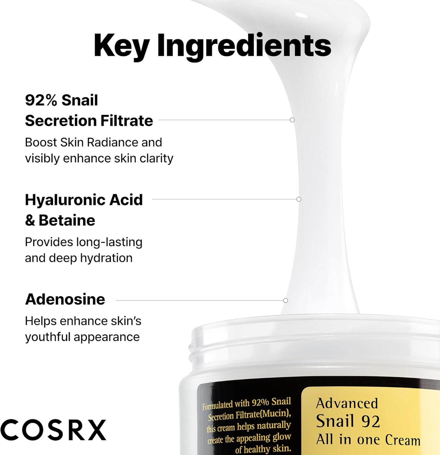 Advanced Snail 92 All in One Cream Korean Snail Mucin Face Cream & Gel Moisturiser for Dry Sensitive and anti Aging Skin, Daily Soothing and Moisturising Cream, Korean Skincare 100G