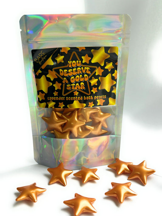 You Deserve A Gold Star - 15 x Lavender Gold Star Bath Pearls.-0