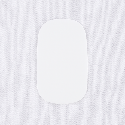White gel nail wrap with a subtle pattern by Stellia Beauty