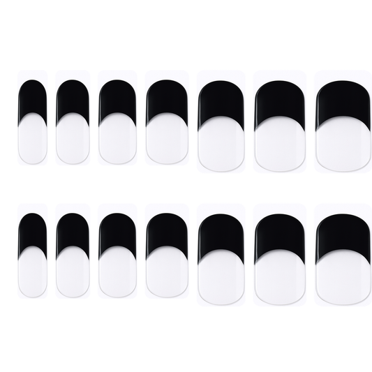 Sheet of Black Tip fully cured gel nail wraps by Stellia Beauty