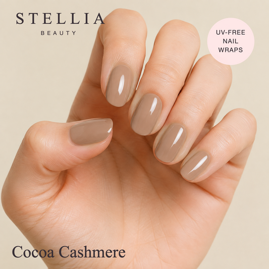 Stellia Beauty Cocoa Cashmere Nail Wraps – Warm Brown Manicure manicure