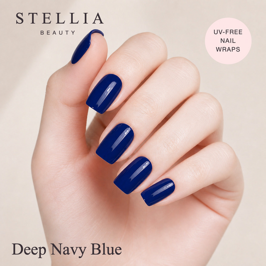 Stellia Beauty Deep Navy Blue Nail Wraps – Glossy Gel Look manicure