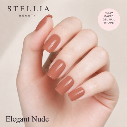 Stellia Beauty Elegant Nude Fully Cured Gel Nail Wraps manicure
