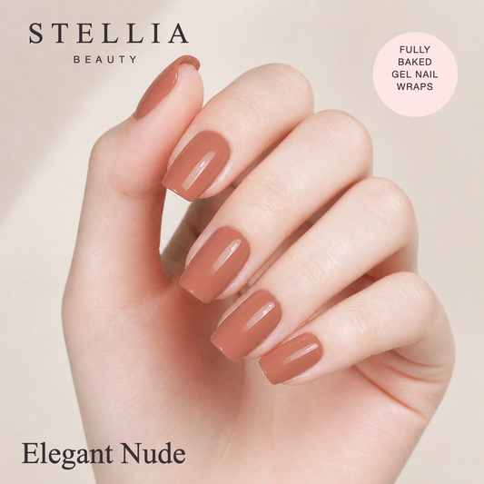 Stellia Beauty Elegant Nude Fully Cured Gel Nail Wraps manicure