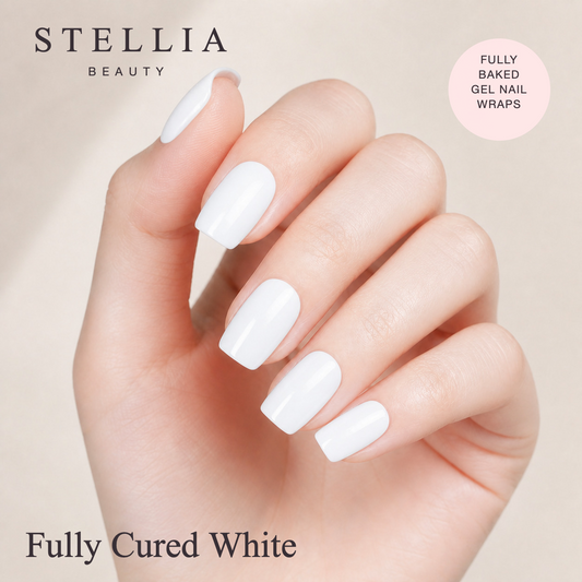 Stellia Beauty Fully Cured White Fully Cured Gel Nail Wraps manicure