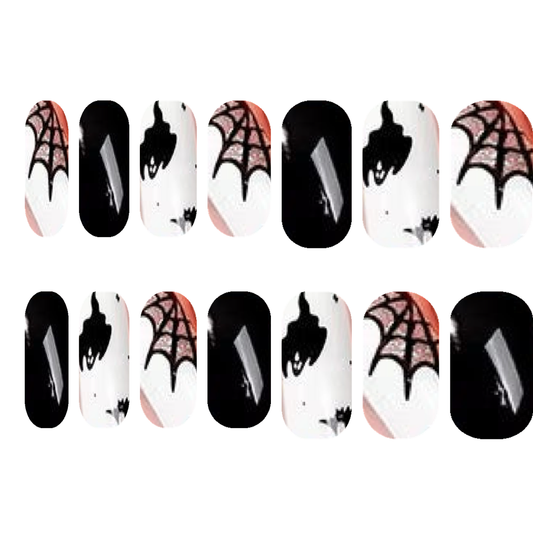 Sheet of Halloween glow-in-the-dark nail wraps by Stellia Beauty