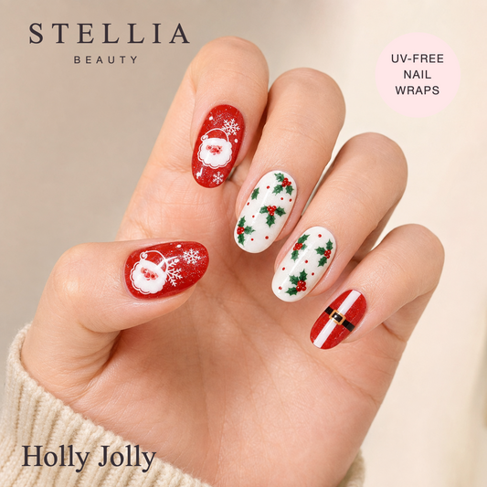 Stellia Beauty Holly Jolly Christmas Nail Wraps – Festive Manicure manicure