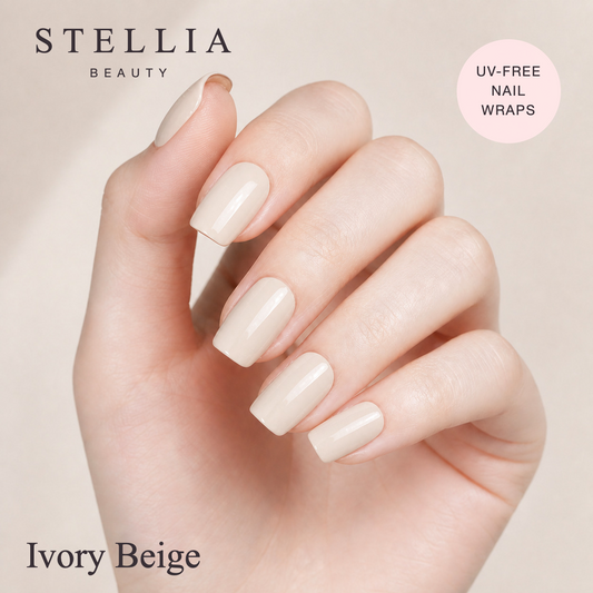 Stellia Beauty Ivory Beige Nail Wraps manicure