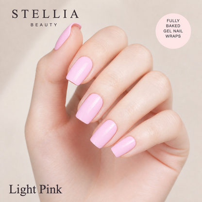 Stellia Beauty Light Pink Fully Cured Gel Nail Wraps manicure