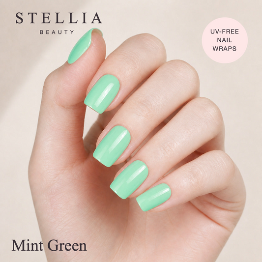 Stellia Beauty Mint Green Nail Wraps | Easy, Long-Lasting Salon Finish at Home manicure