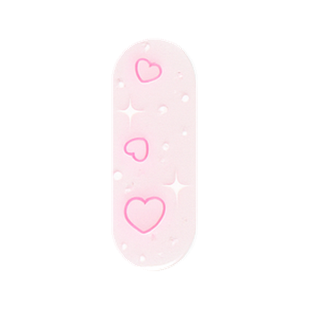 Single Pink Hearts fully cured gel nail wrap by Stellia Beauty