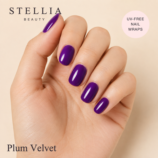 Stellia Beauty Plum Velvet Nail Wraps – Deep Plum Manicure manicure