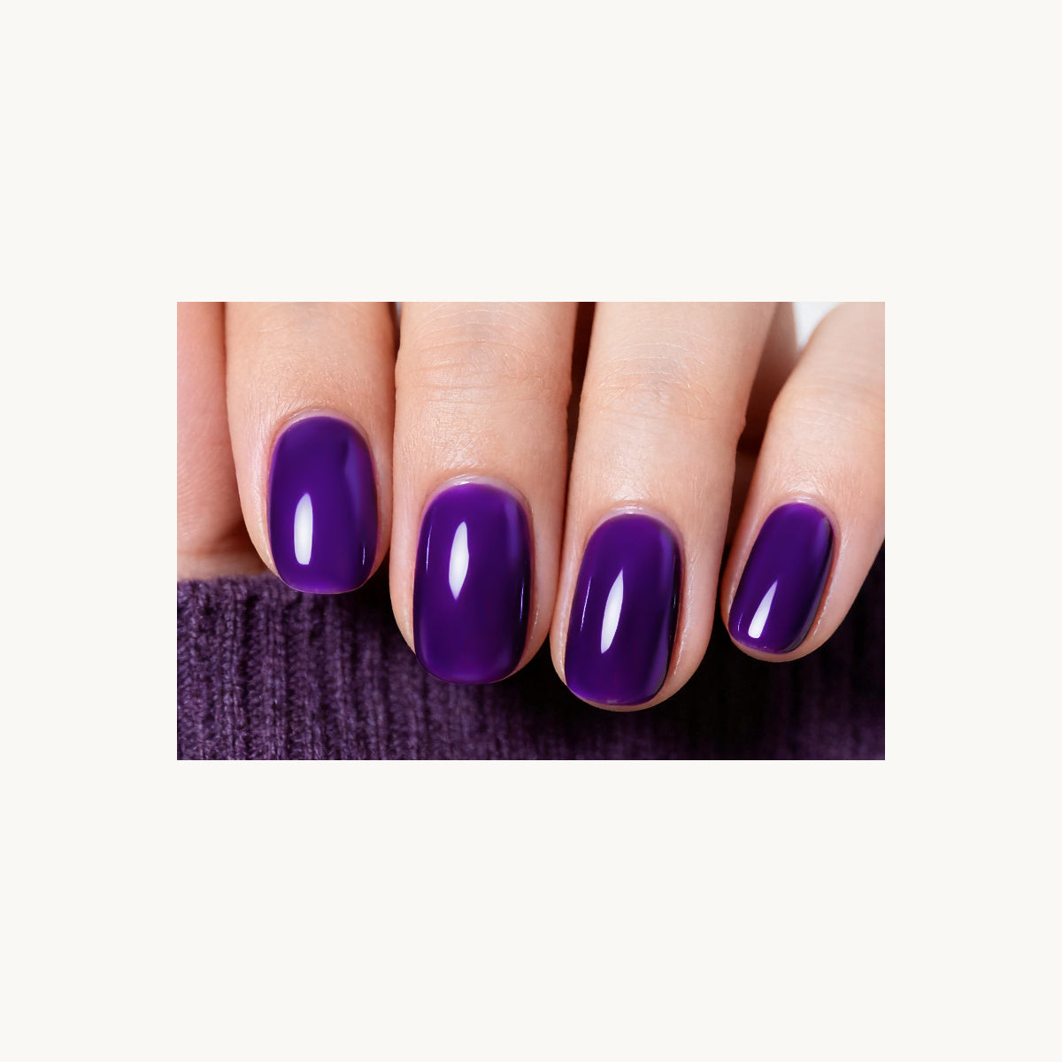 Stellia Beauty Plum Velvet nail wraps in a second glossy deep purple manicure view