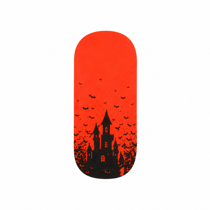 Stellia Beauty Spooky Glow Halloween single orange and black castle nail wrap