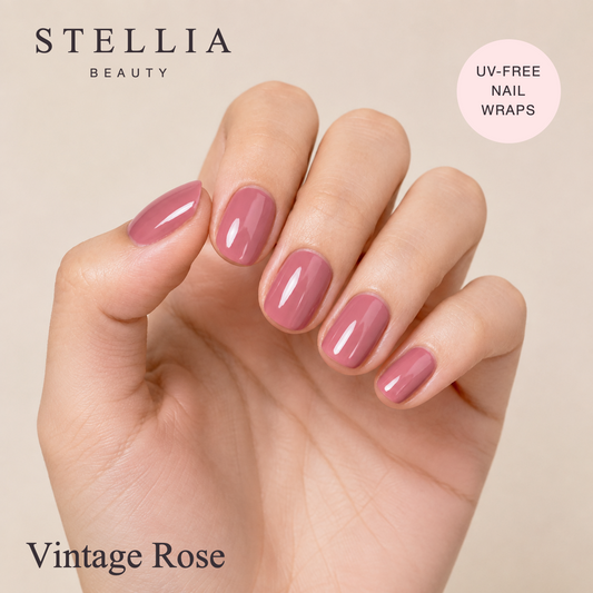 Stellia Beauty Vintage Rose Nail Wraps – Soft Rose Manicure manicure